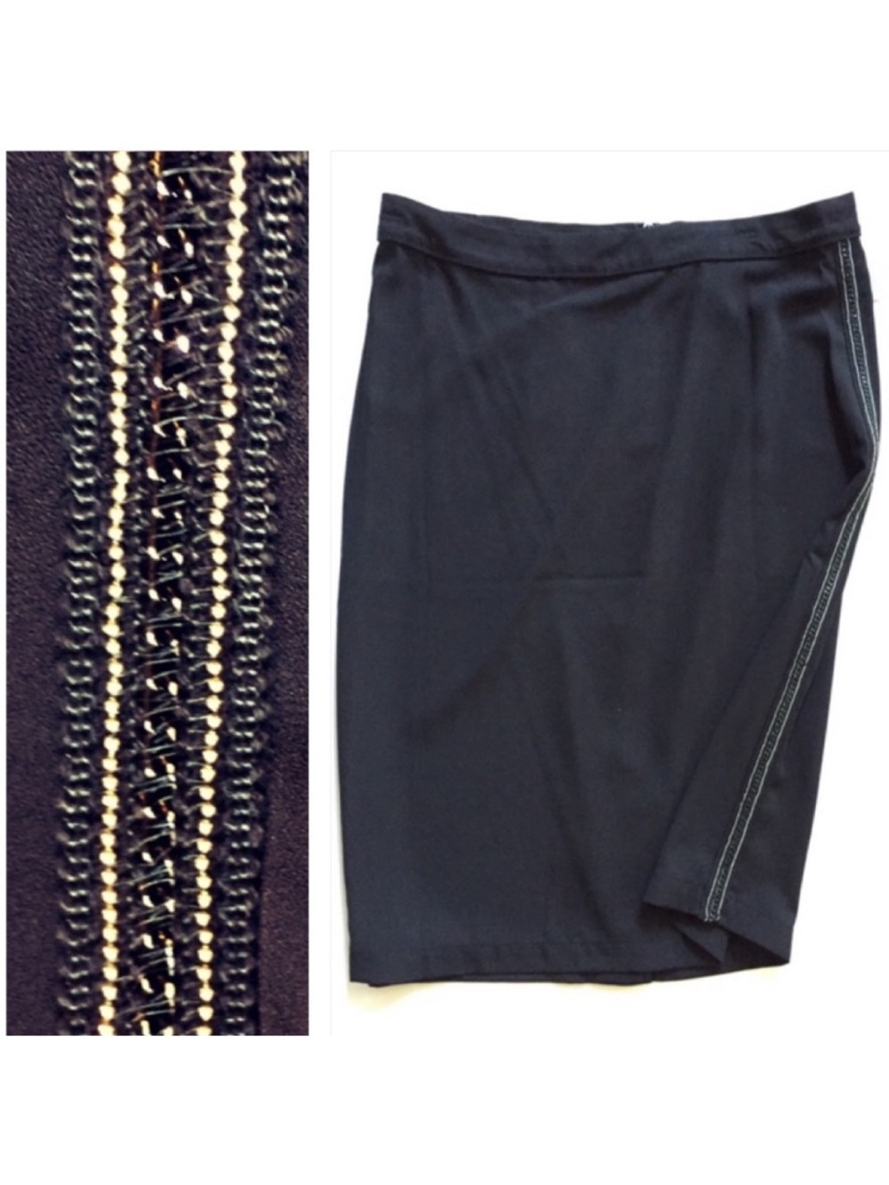Black pencil skirt with beaded ribbon Holodays NWT